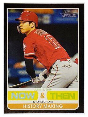 SHOHEI OHTANI "NOW AND THEN" 2020 TOPPS HERITAGE HIGH NUMBERS #NT-7, ANGELS MVP!